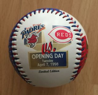San Diego Padres Cincinnati Reds 1998 Opening Day Souvenir Fotoball Baseball