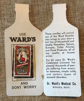 Vintage Dr Ward ' s Liniment / Cough Syrup Sewing Mending Kit Winona Minnesota MN 2