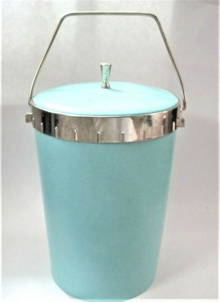 Vtg Mcm Turquoise Plas - Tex Ice Bucket Wine Mid Century Retro Atomic Aqua Teal