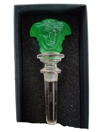 Versace Rosenthal Medusa Head Crystal Decanter Wine Bottle Stopper Green