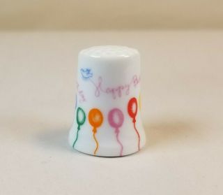 Thimble Porcelain Happy Birthday Balloons Multi Colored Bluebird Made In Japan