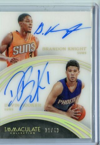 2015 - 16 Panini Immaculate Devin Booker Brandon Knight Auto Rc Rookie /49