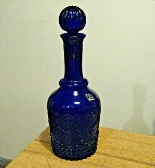 12 " Vintage Marc Aurel Echt Kristall Cobalt Blue Glass Decanter Pressed Glass