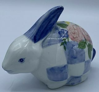 Andrea By Sadek Thailand Bunny Rabbit Hand - Painted Yellow Blue White Porcelain