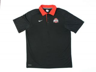 Ohio State University Buckeyes Nike Dri - Fit Polo L Black Golf Shirt Short Sleeve