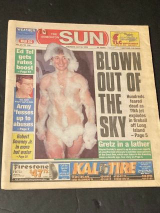 1996 Wayne Gretzky Edmonton Sun Newspaper Issue Gretz In Lather Oilers Hockey