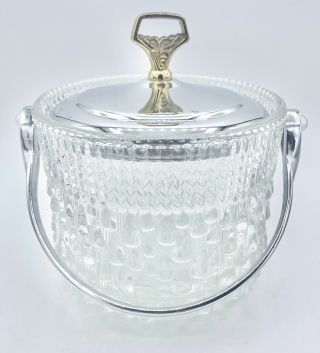 Vintage Cut Lead Glass Ice Bucket With Cover