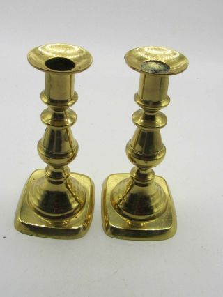 Set F 2 Vintage Brass Push Up Candle Sticks 5.  75 " Tall