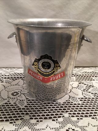 Vintage Perrier Jouet Champagne Ice Bucket Aluminum Made In France 8 1/4 " Tall