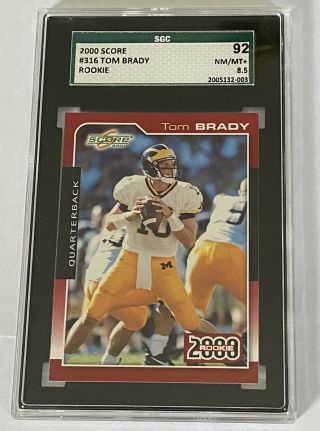 2000 Score Tom Brady Rc Rookie Card 316 Sgc 8.  5 = Psa 8.  5 Goat Iconic Card Look