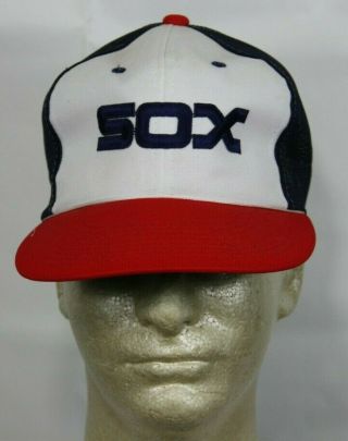 Vintage Chicago White Sox Mesh Back Snapback Hat Cap Defect
