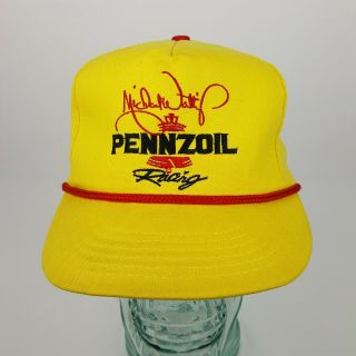 Vtg Michael Waltrip 30 Pennzoil Racing Team Adjustable Hat Nascar Cap Yellow