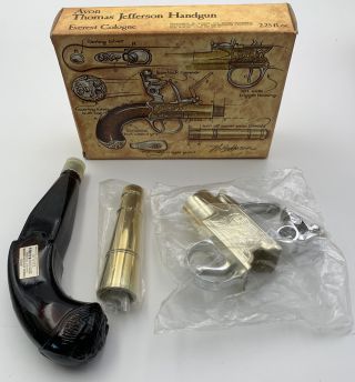 Vintage Avon Thomas Jefferson Handgun Decanter Bottle Nos Everst Cologne