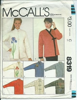M 8319 Sewing Pattern Unlined Jacket Sew Iris Flower Bird Patchwork Size M 14 - 16
