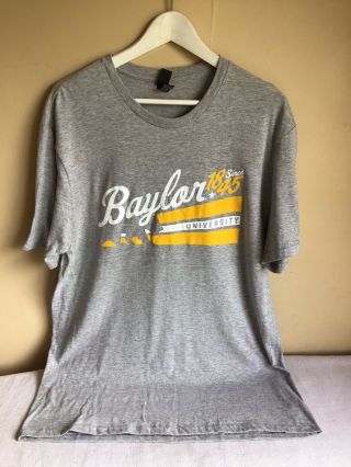 Unisex Adult Gray Baylor University Short Sleeve Graphic Tshirt Large