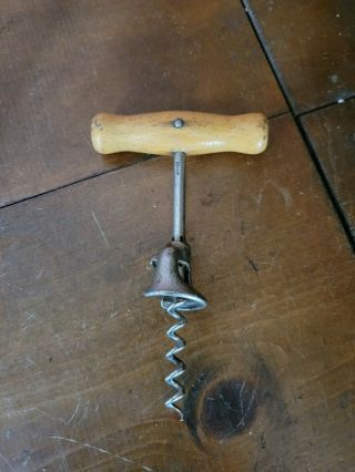 Vintage German Corkscrew wine Bottle opener,  direct pull,  wooden handle 2