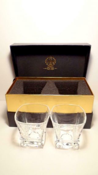 Maketh The Man Set Of 2 Art Deco Crystal Whiskey Glasses 10oz Bourbon Lead