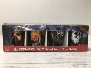Friday The 13th Jason Voorhees Horror Glassware Set 4 Shot Glasses 1.  5 Oz -