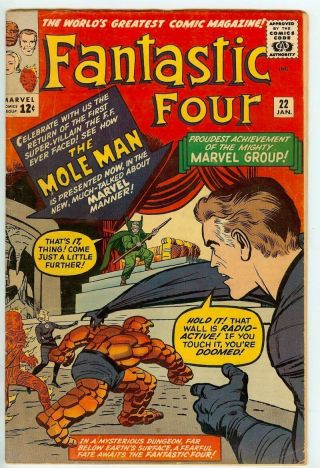 Fantastic Four 22 4.  0 // Jack Kirby Cover Art Marvel Comics 1964