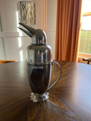 Oggi Penguine Cocktail Shaker With Handle.  Made In India