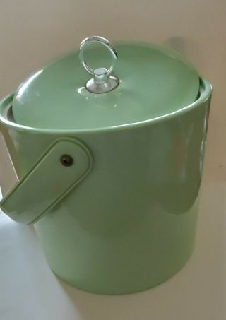 Vintage Georges Briard Ice Bucket • Green Vinyl Patent Leather Gorgeous Mcm