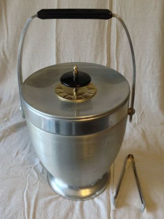 Vintage Mid Century Kromex Ice Bucket Retro Art Deco Atomic Age Aluminum Barware