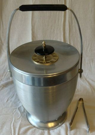Vintage Mid Century KROMEX Ice Bucket Retro Art Deco Atomic Age Aluminum Barware 2