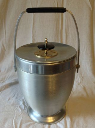 Vintage Mid Century KROMEX Ice Bucket Retro Art Deco Atomic Age Aluminum Barware 3