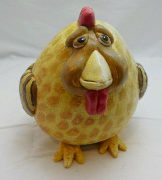 Fat Chicken Hen Figurine Gourd Enesco Sad Face Rumba Shaker Rattles Vicki Thomas
