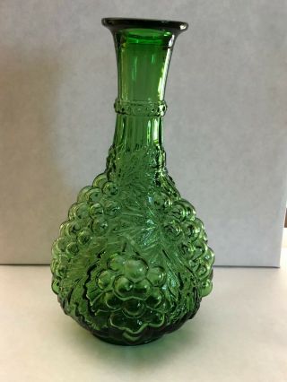 Green Glass Decanter Grapes And Leaves