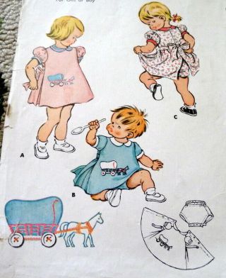 Lovely Vtg 1950s Girls Embroidered Apron & Panties Sewing Pattern 2