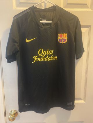 Nike Dri - Fit Lionel Messi Fc Barcelona Qatar Foundation Black Small Jersey