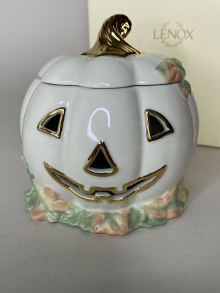 Lenox Occasions: Jack O Lantern Pumpkin Halloween Votive Holder 5” W/ Box