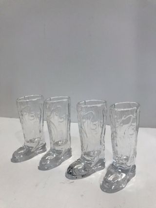 Circleware Kickback Cowboy Boot Shot Glasses Set Of 4.  1.  5 Oz Clear.