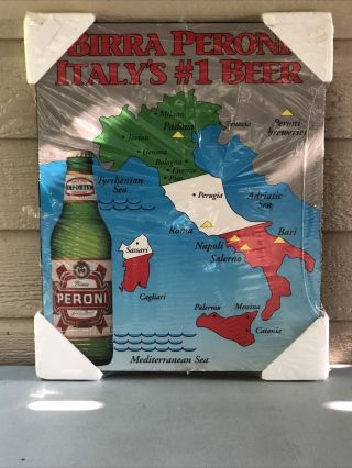 Birra Peroni Sign / Map Of Italy 16x20 Bar Shop Advert Pub Man Cave Lager Rare