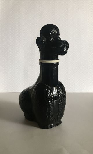 Vintage 7” Gori Rose Italian Wine Black Poodle Glass Decanter Bottle