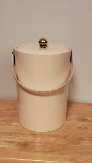 Vintage 60s Georges Briard Tall Ice Bucket.  Cream Colored.  12.  25 " Bucket Only