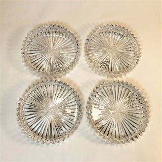 4 Vintage Glass Cut Stackable Coasters Starburst Depression Glass