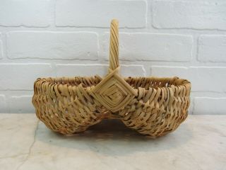 Small Vintage Woven Buttocks Egg Gathering Basket.  Very Good Cond