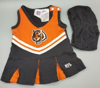 Nfl Cincinnatti Bengals Baby Girls 0/3 Months Cheerleader Dress 2 Piece Set