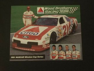 Nascar 21 1991 Dale Jarrett Citgo Wood Brothers Racing Team Bio Card