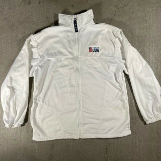 Official Us Olympic Committee White Warm Zip Up Jacket Size L Team Made In Usa