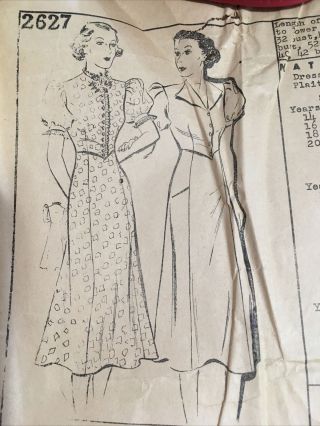 Ooak Vintage Mail Order Womens Dress Pattern 2627 40s/50s Country Gentleman