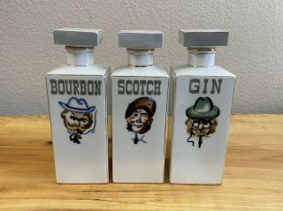 Vintage Bourbon,  Scotch & Gin Decanter Set Made In Japan