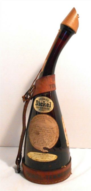 George Dickel Tennessee Whiskey Powder Horn Decanter Bottle Empty 1964