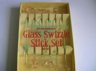 Set Of 6 Pink Elephant Swizzle Sticks By Boston Warehouse Mib