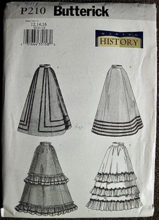 Vintage Uncut Butterick Victorian Skirts In 4 Styles Pattern 3418 Sz 12 - 14 - 16