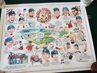 2007 Boston Red Sox World Champions Frank Galasso Art Print Poster Ortiz Varitek