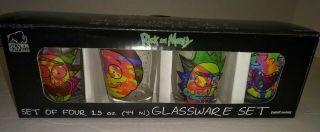 Dave And Busters Rick And Morty 1.  5oz Glassware Set - 4 Shot Glasses