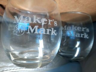 2 X Makers Mark Bourbon Glasses Round Ones.